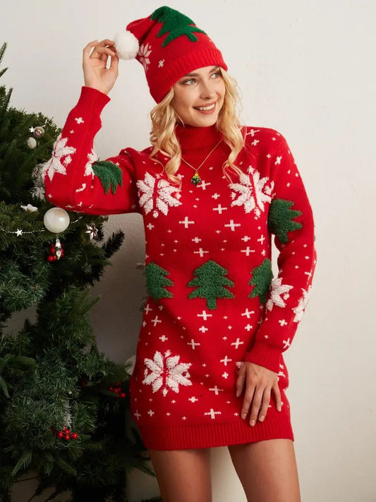 Festive Pullover Dress With Christmas Motif For Holiday Season - Nalani - UK Fashion Clothing and Decor