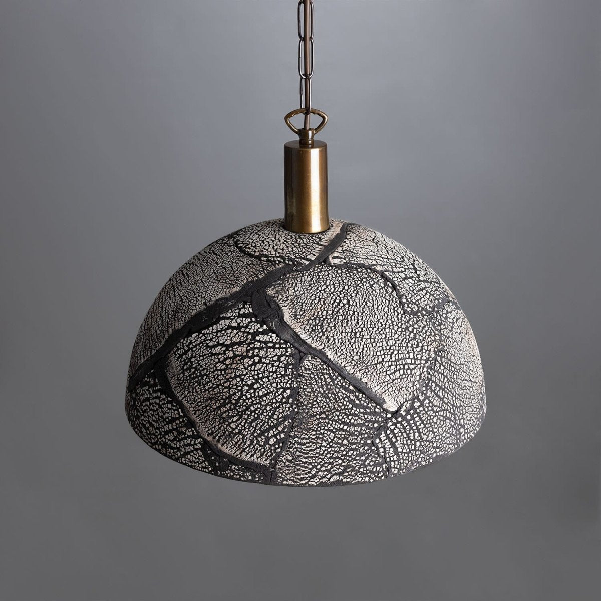 Fiorani Casa | Organic Ceramic Dome Pendant Light 37cm in Black Clay - Nalani - UK and AUS Fashion Clothing and Decor