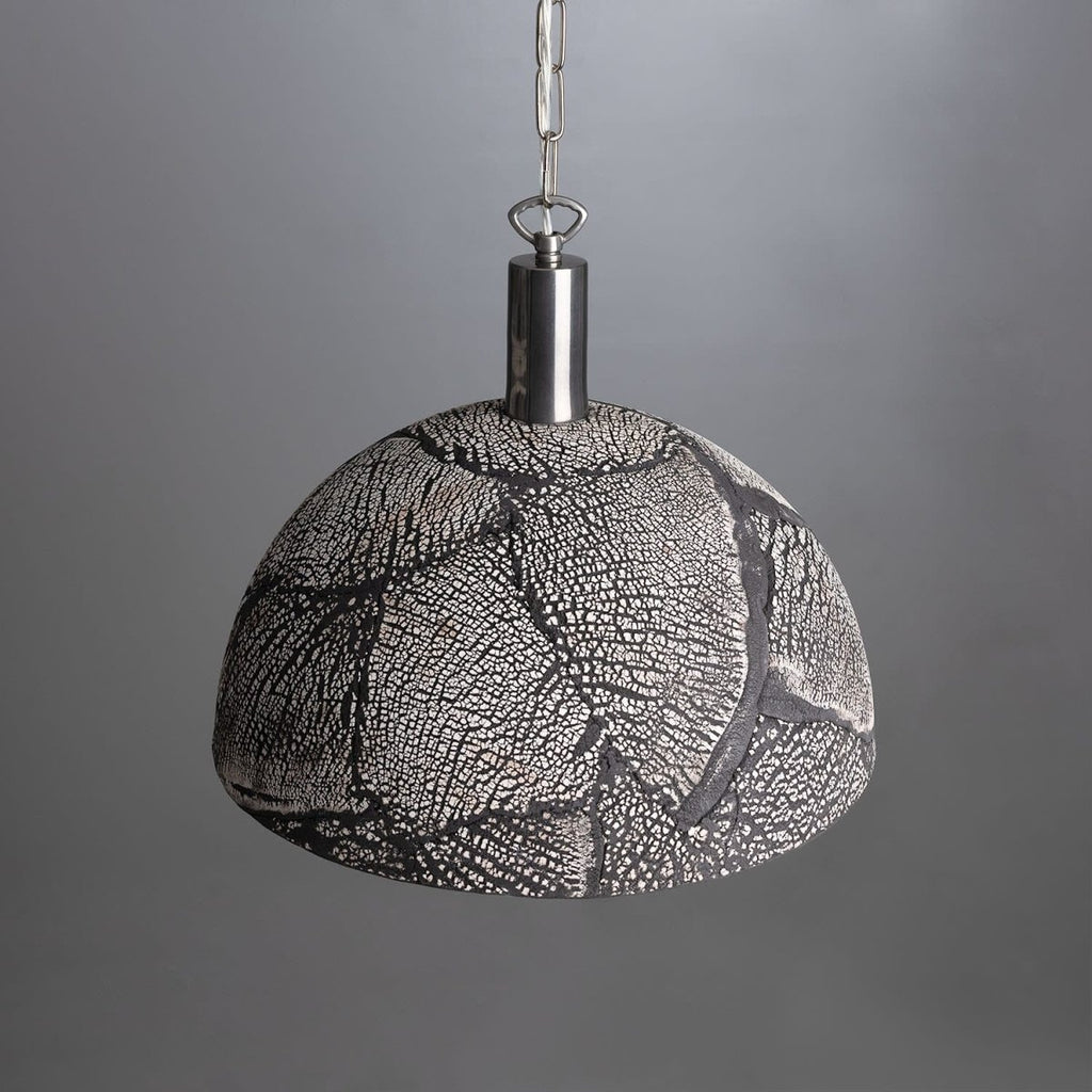 Fiorani Casa | Organic Ceramic Dome Pendant Light 37cm in Black Clay - Nalani - UK and AUS Fashion Clothing and Decor