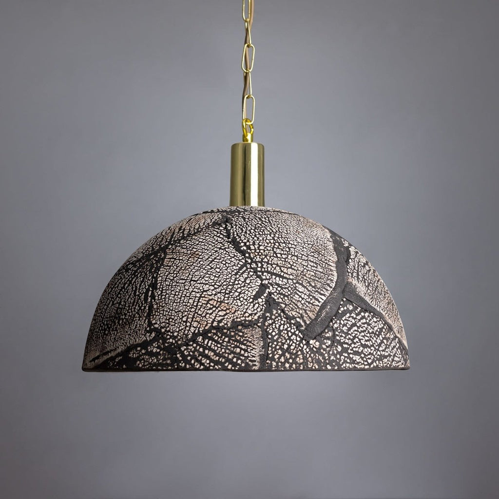 Fiorani Casa | Organic Ceramic Dome Pendant Light 37cm in Black Clay - Nalani - UK and AUS Fashion Clothing and Decor