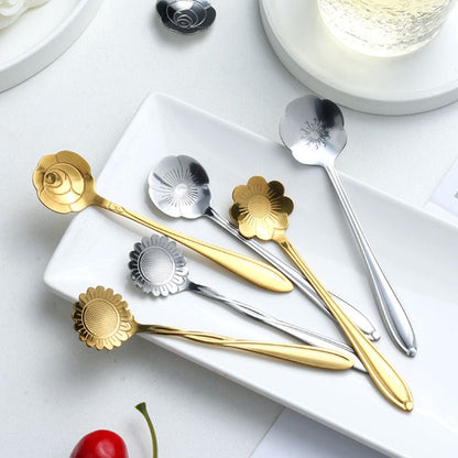 Floral Teaspoon Set Stainless Steel With Flower Design - Nalani - UK Fashion Clothing and Decor