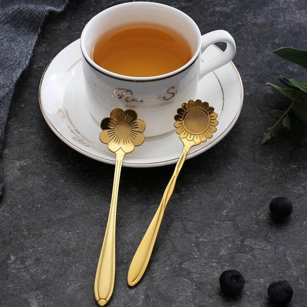 Floral Teaspoon Set Stainless Steel With Flower Design - Nalani - UK Fashion Clothing and Decor
