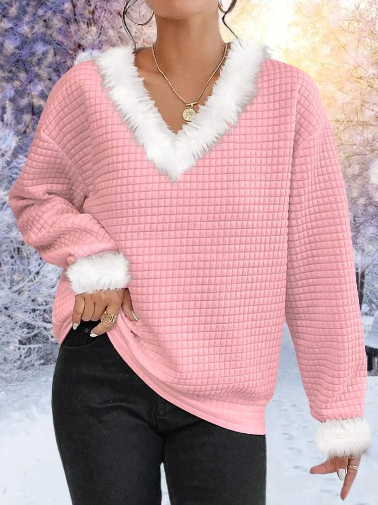 Fluffy Waffle Christmas Sweater Cozy Knit Winter Wear - Nalani - UK Fashion Clothing and Decor