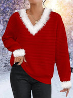 Fluffy Waffle Christmas Sweater Cozy Knit Winter Wear - Nalani - UK Fashion Clothing and Decor
