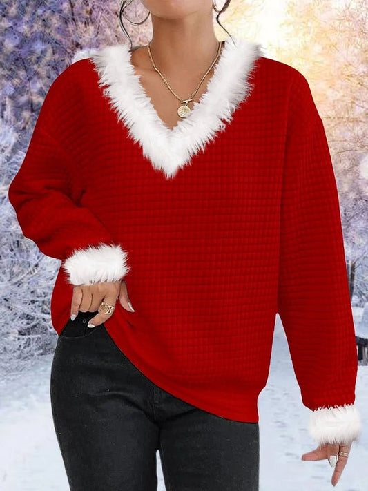 Fluffy Waffle Christmas Sweater Cozy Knit Winter Wear - Nalani - UK Fashion Clothing and Decor