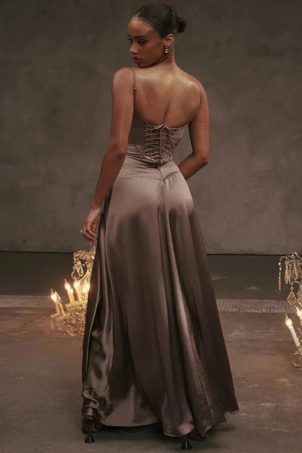 Gabriella – The Silky Satin Corset Maxi Dress Elegant Evening Dress - Nalani - Fashion Clothing and Decor