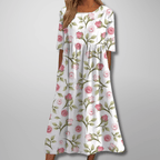 Gail | Relaxed Floral Midi Dress Perfect For Garden Parties - Nalani - Fashion Clothing and Decor