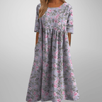 Gail | Relaxed Floral Midi Dress Perfect For Garden Parties - Nalani - Fashion Clothing and Decor