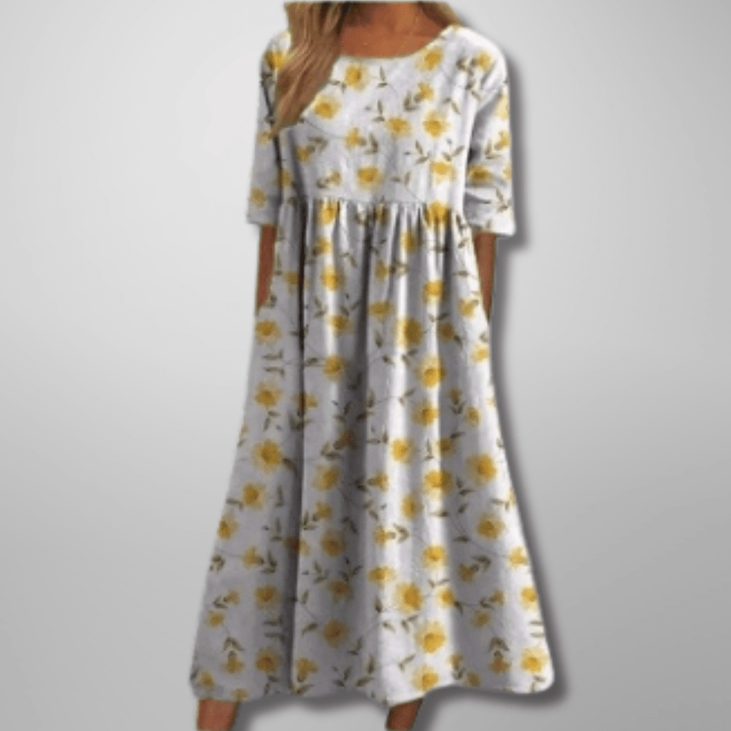 Gail | Relaxed Floral Midi Dress Perfect For Garden Parties - Nalani - Fashion Clothing and Decor