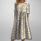 Gail | Relaxed Floral Midi Dress Perfect For Garden Parties - Nalani - Fashion Clothing and Decor