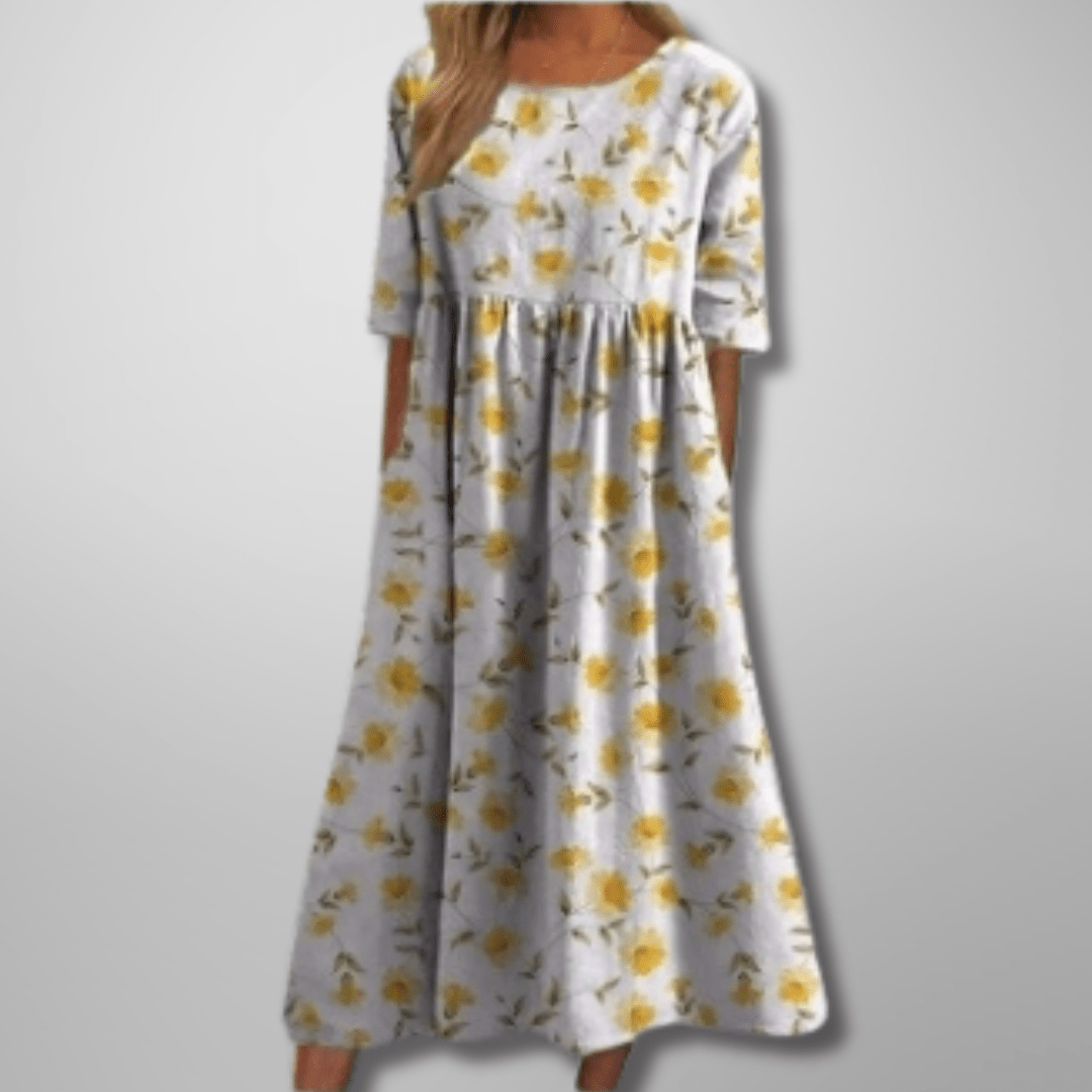 Gail | Relaxed Floral Midi Dress Perfect For Garden Parties - Nalani - Fashion Clothing and Decor