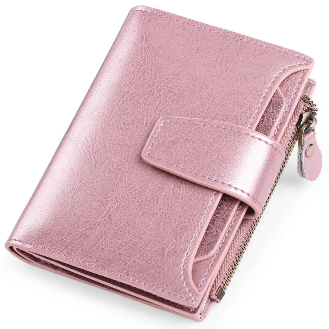 Genuine Leather RFID Wallet - Compact Bifold with Coin Pocket - Nalani - Fashion Clothing and Decor