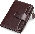 Genuine Leather RFID Wallet - Compact Bifold with Coin Pocket - Nalani - Fashion Clothing and Decor