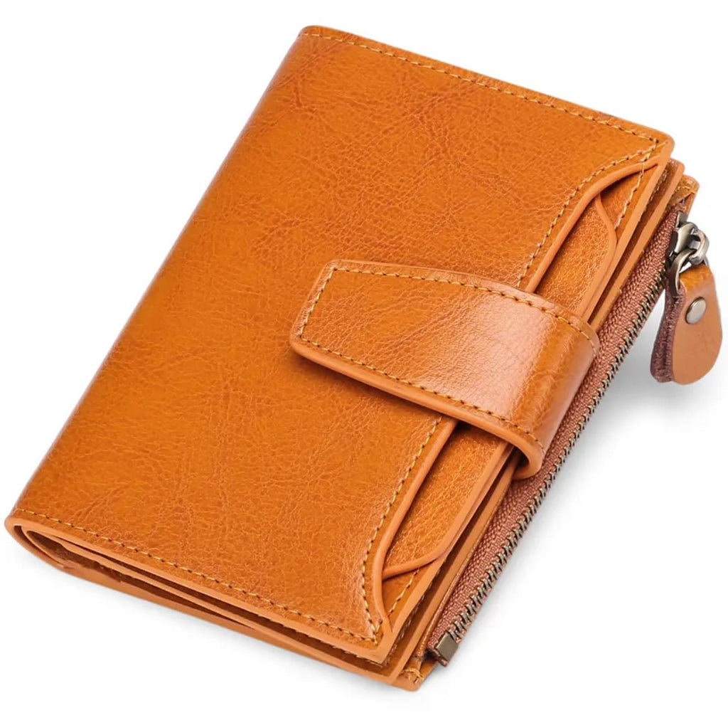 Genuine Leather RFID Wallet - Compact Bifold with Coin Pocket - Nalani - Fashion Clothing and Decor