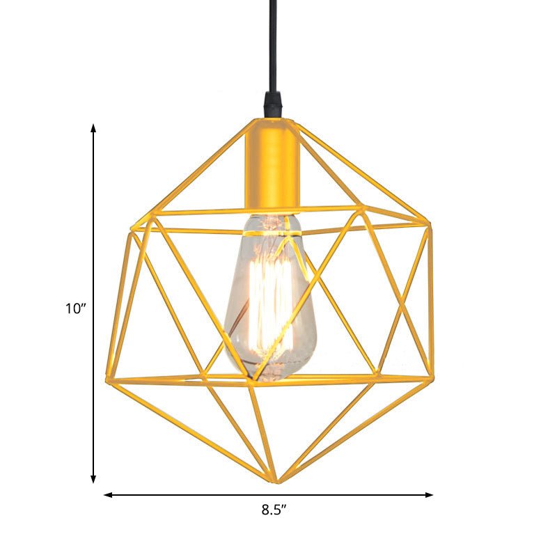 Geometric Cage Pendant Light Industrial Lamp Black Gold - Nalani - UK Fashion Clothing and Decor