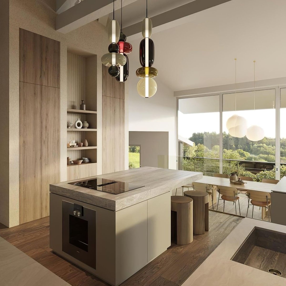 Glass Pendant Light With Multicolor Jar Shade In Earth Tones - Nalani - UK Fashion Clothing and Decor