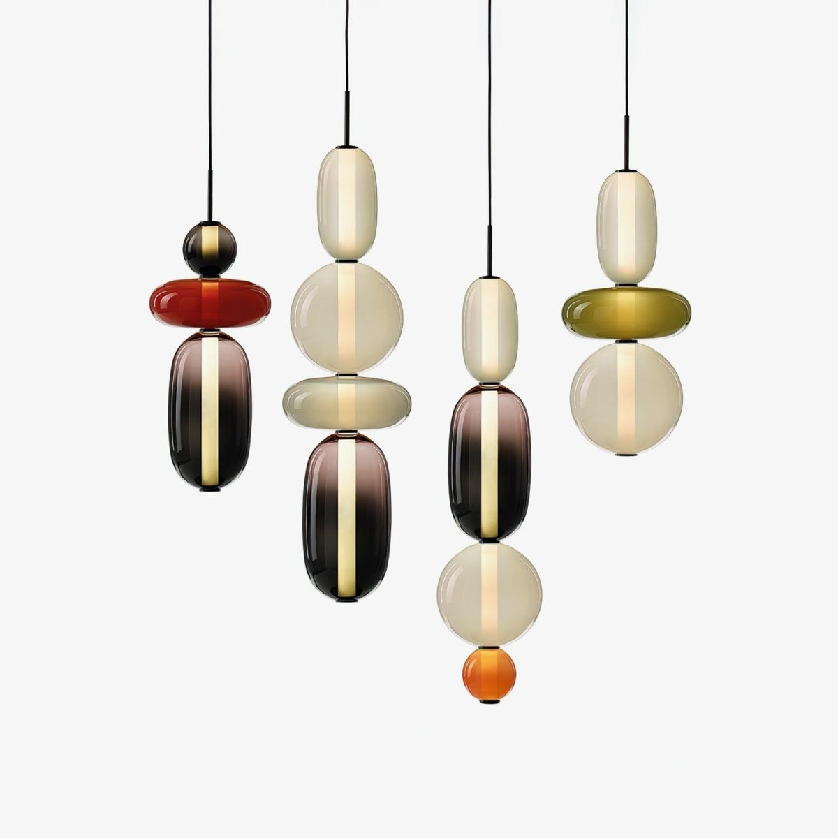 Glass Pendant Light With Multicolor Jar Shade In Earth Tones - Nalani - UK Fashion Clothing and Decor