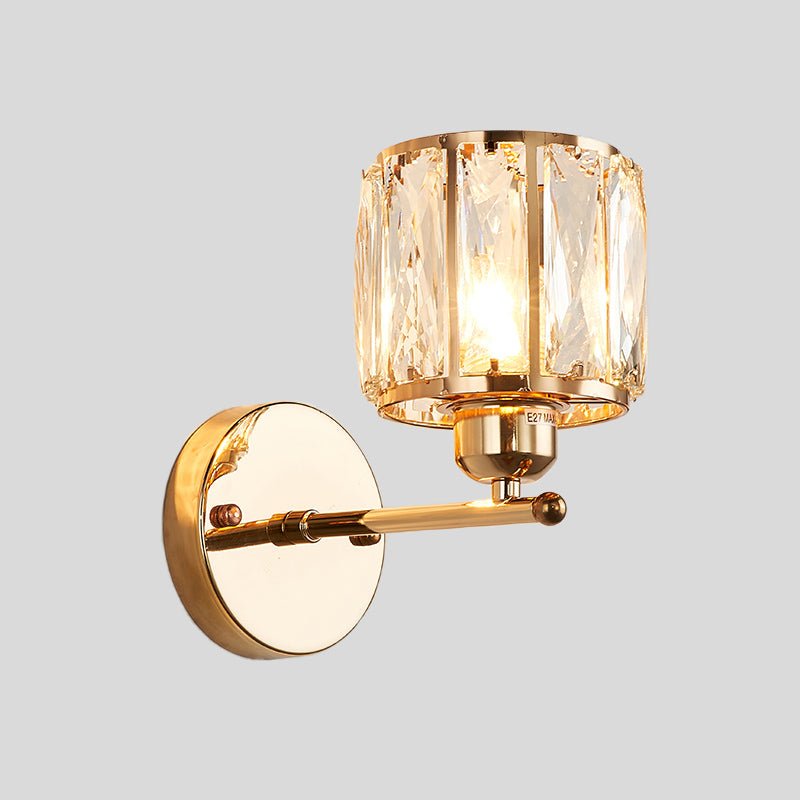 Gold Crystal Wall Lamp Cylinder Sconce Light 1 Head - Nalani - UK Fashion Clothing and Decor