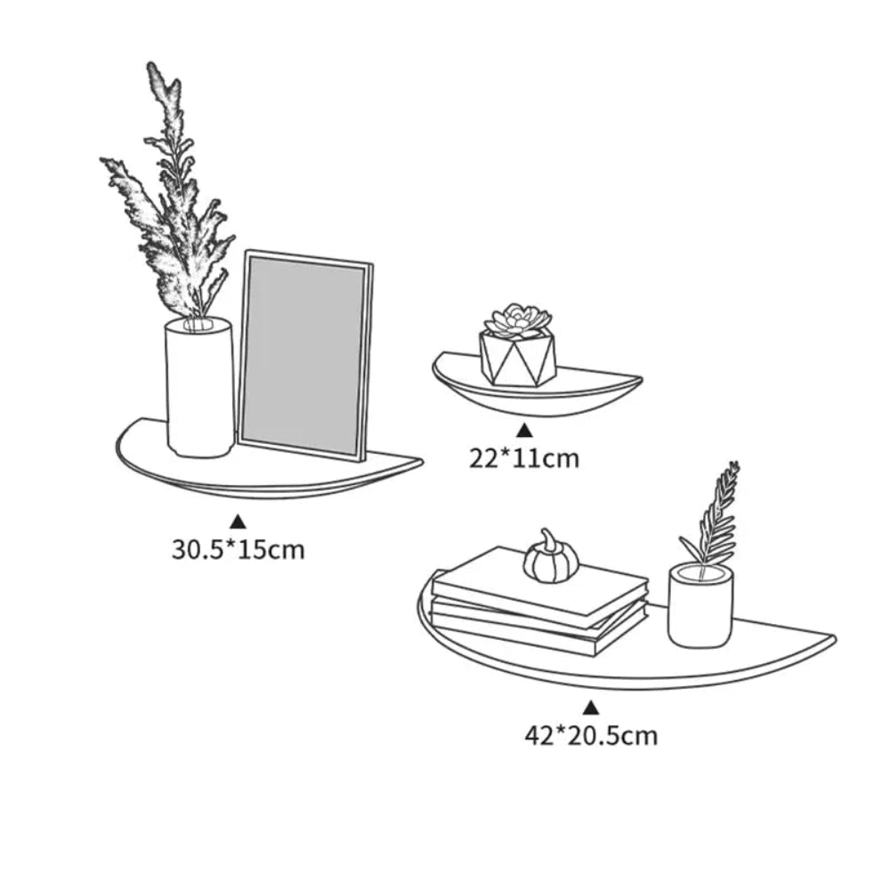 Half Moon Wood Wall Shelf Curved Modern Decorative Shelf - Nalani - UK Fashion Clothing and Decor