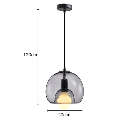 Handblown Glass Pendant Lights In Smoke Grey Clear Amber - Nalani - UK Fashion Clothing and Decor