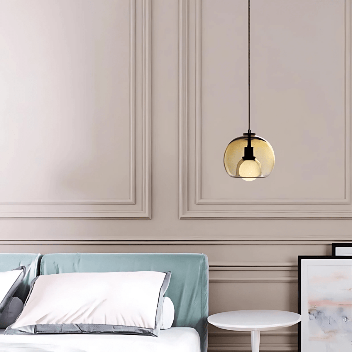 Handblown Glass Pendant Lights In Smoke Grey Clear Amber - Nalani - UK Fashion Clothing and Decor