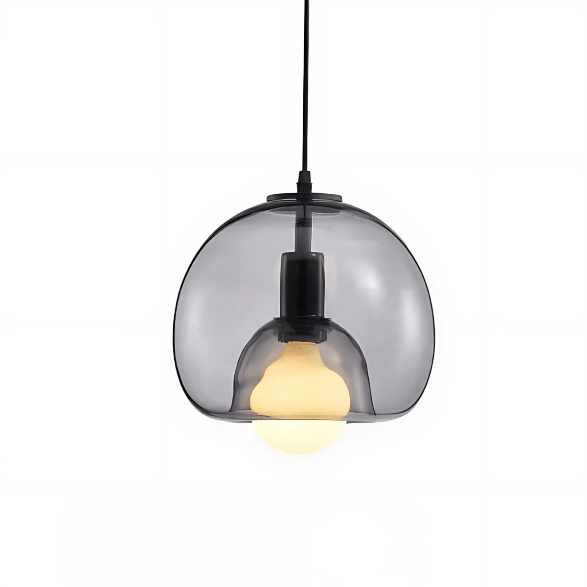 Handblown Glass Pendant Lights In Smoke Grey Clear Amber - Nalani - UK Fashion Clothing and Decor