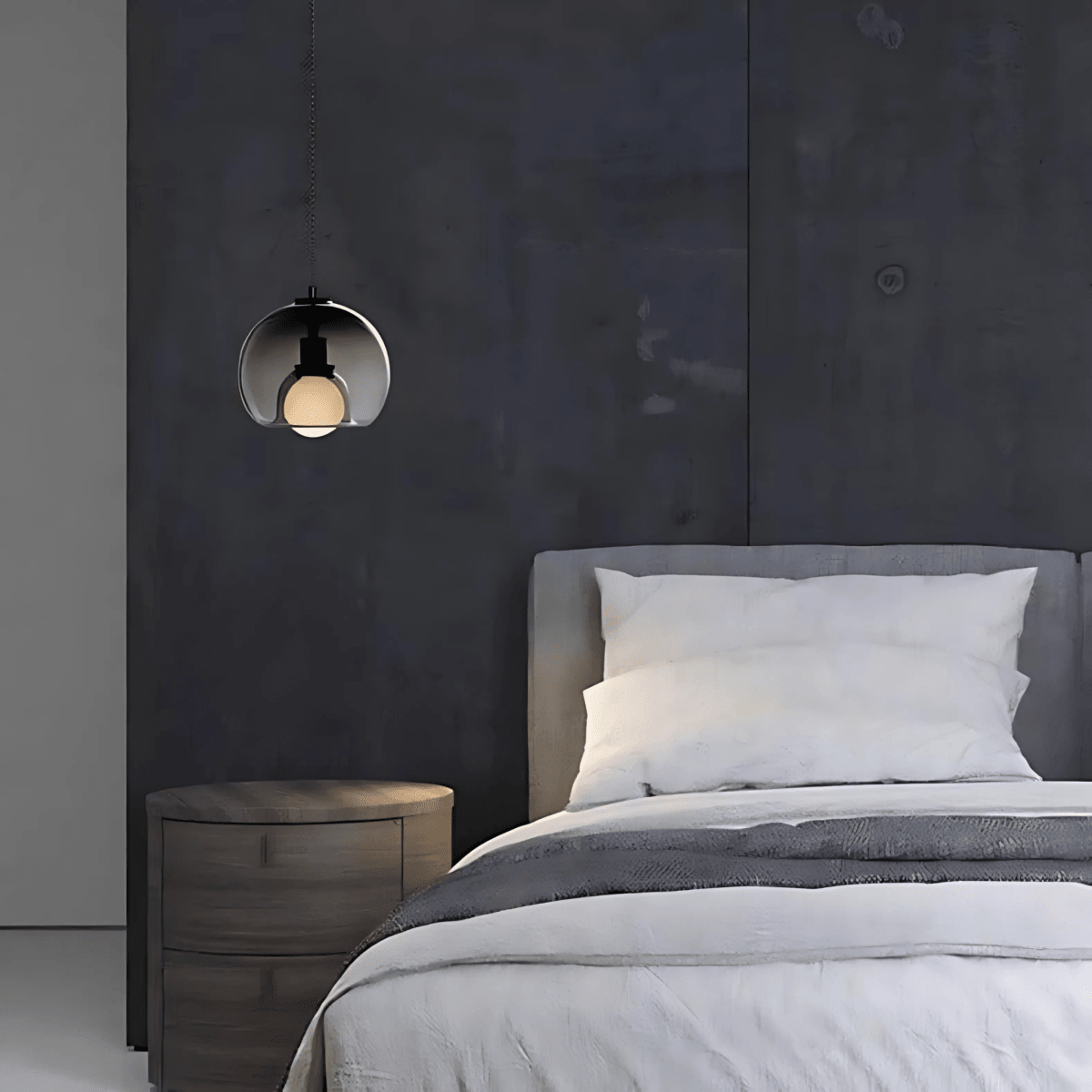 Handblown Glass Pendant Lights In Smoke Grey Clear Amber - Nalani - UK Fashion Clothing and Decor