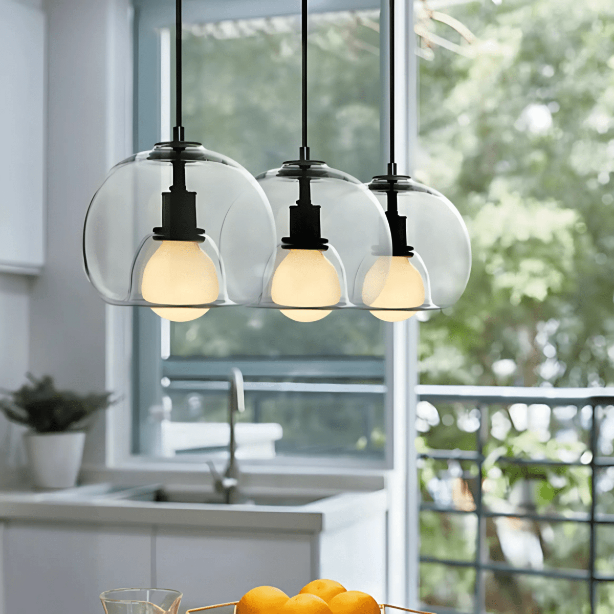 Handblown Glass Pendant Lights In Smoke Grey Clear Amber - Nalani - UK Fashion Clothing and Decor