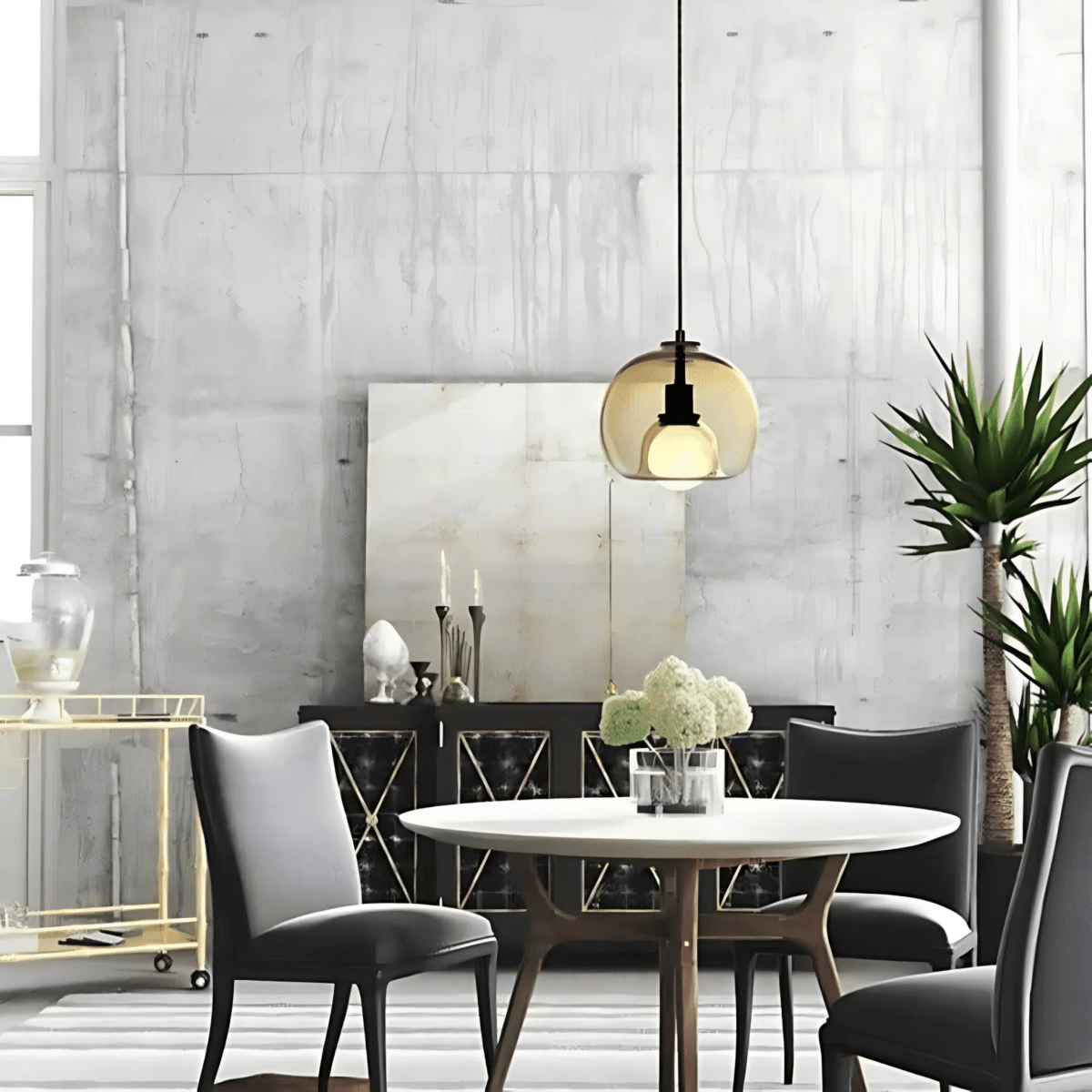 Handblown Glass Pendant Lights In Smoke Grey Clear Amber - Nalani - UK Fashion Clothing and Decor