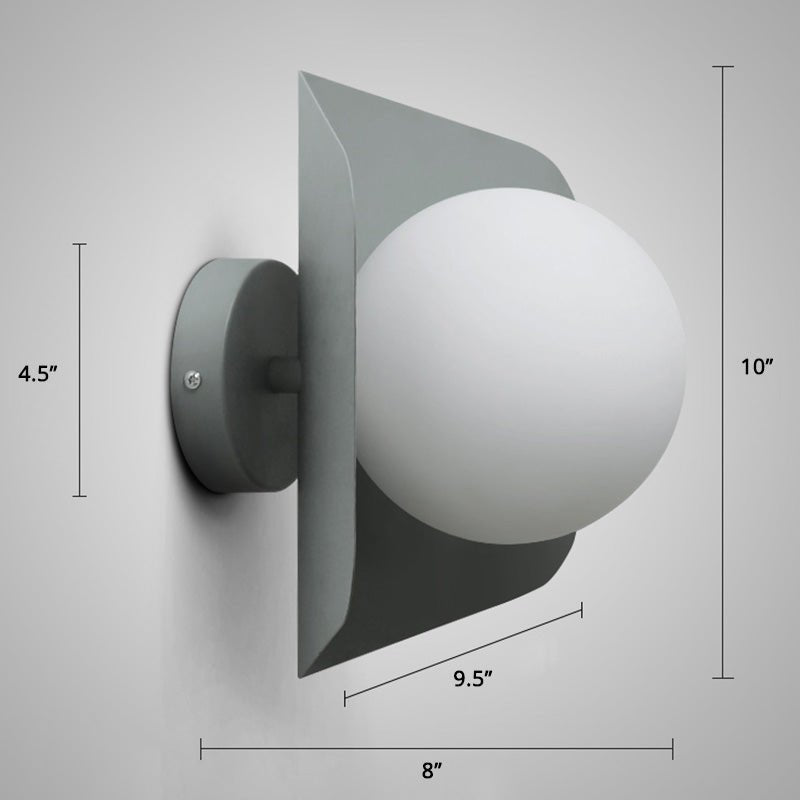 Hexagonal Metal Sconce Wall Light Ball Opaline Glass Shade - Nalani - UK Fashion Clothing and Decor