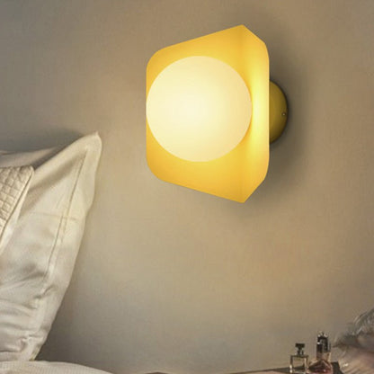 Hexagonal Metal Sconce Wall Light Ball Opaline Glass Shade - Nalani - UK Fashion Clothing and Decor