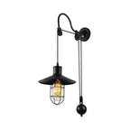 Industrial Black Wall Sconce Glass Cage With Pulley - Nalani - UK Fashion Clothing and Decor