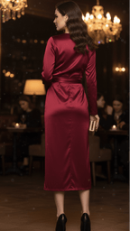 Isabelle | Burgundy Wrap Dress - Lumina With Elegant Draped Silhouette - Nalani - Fashion Clothing and Decor