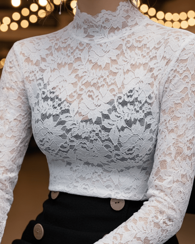 Isabelle | Floral Lace High Neck Blouse - Lumina For Romantic Style - Nalani - Fashion Clothing and Decor