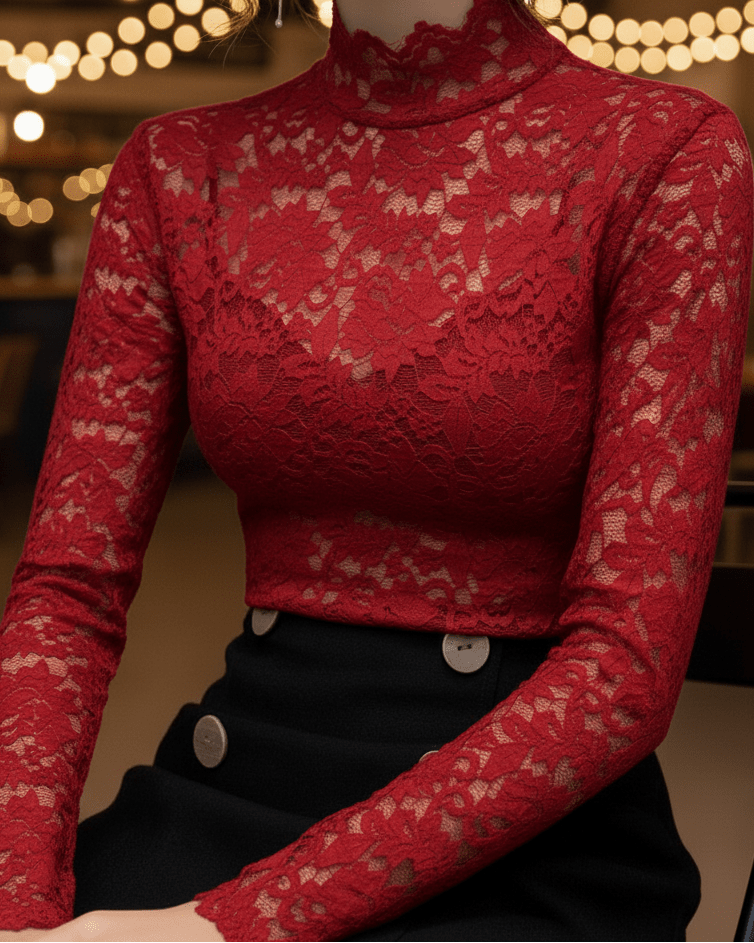 Isabelle | Floral Lace High Neck Blouse - Lumina For Romantic Style - Nalani - Fashion Clothing and Decor
