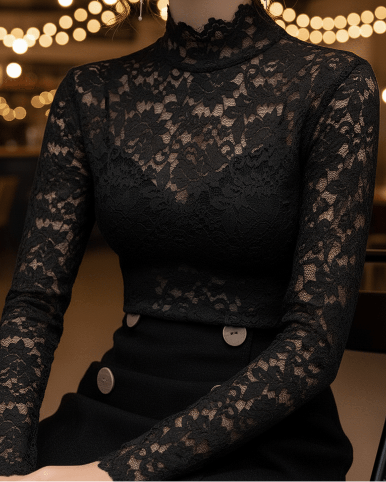 Isabelle | Floral Lace High Neck Blouse - Lumina For Romantic Style - Nalani - Fashion Clothing and Decor