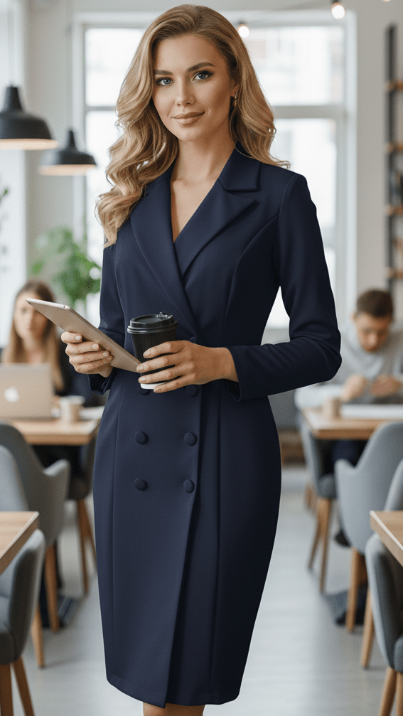 Isabelle | Tailored Blazer Midi Dress - Lumina For Office And Evening - Nalani - Fashion Clothing and Decor