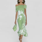 Isabrunel | Elegant Midi Dress With Statement Print And Day Comfort - Nalani - Fashion Clothing and Decor