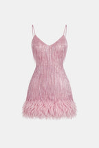 Jeena – Sequin Fringe Feather Party Dress With Vintage Glam - Nalani - Fashion Clothing and Decor