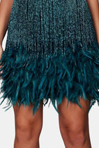 Jeena – Sequin Fringe Feather Party Dress With Vintage Glam - Nalani - Fashion Clothing and Decor