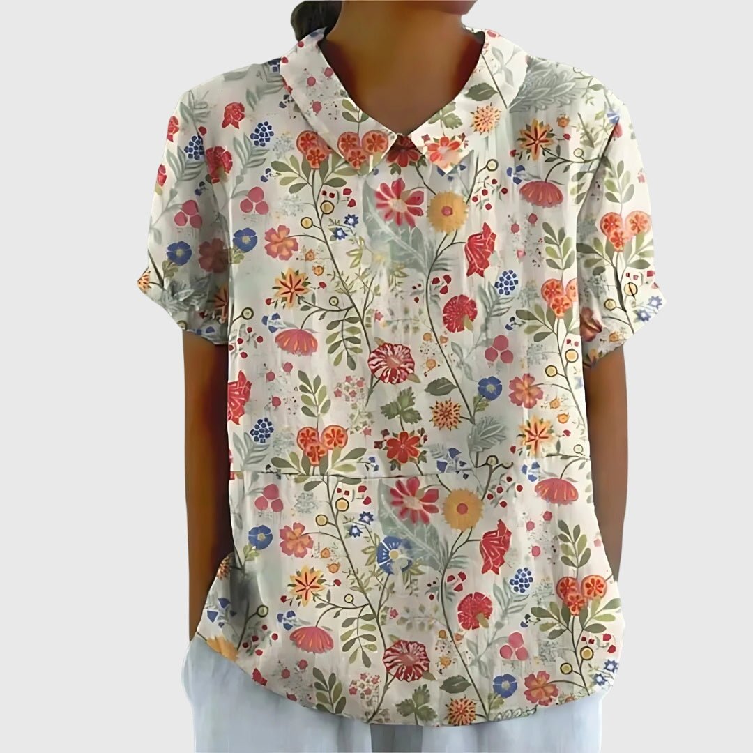 Jenna Floral Blouse With Lightweight Breathable Fabric For Casual All Day Comfort And Elegant Style - Nalani - Fashion Clothing and Decor