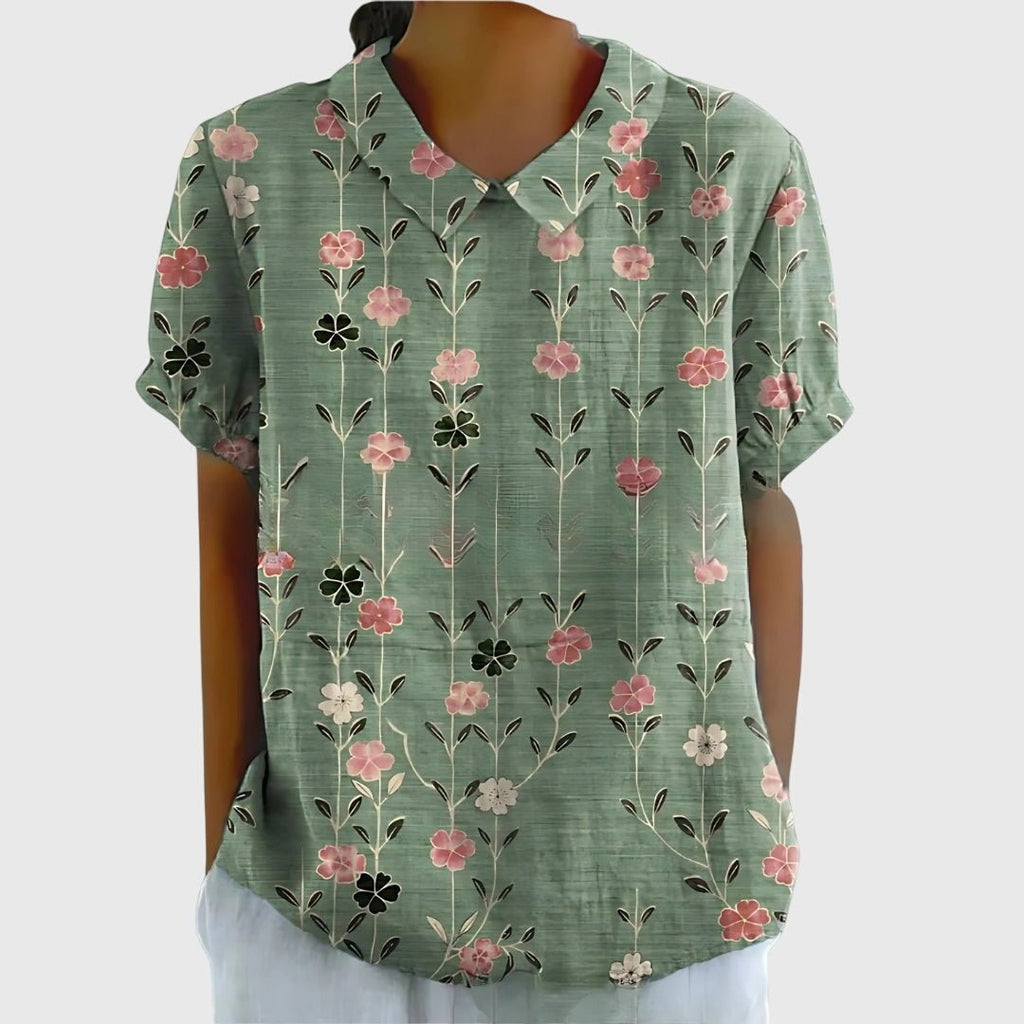 Jenna Floral Blouse With Lightweight Breathable Fabric For Casual All Day Comfort And Elegant Style - Nalani - Fashion Clothing and Decor