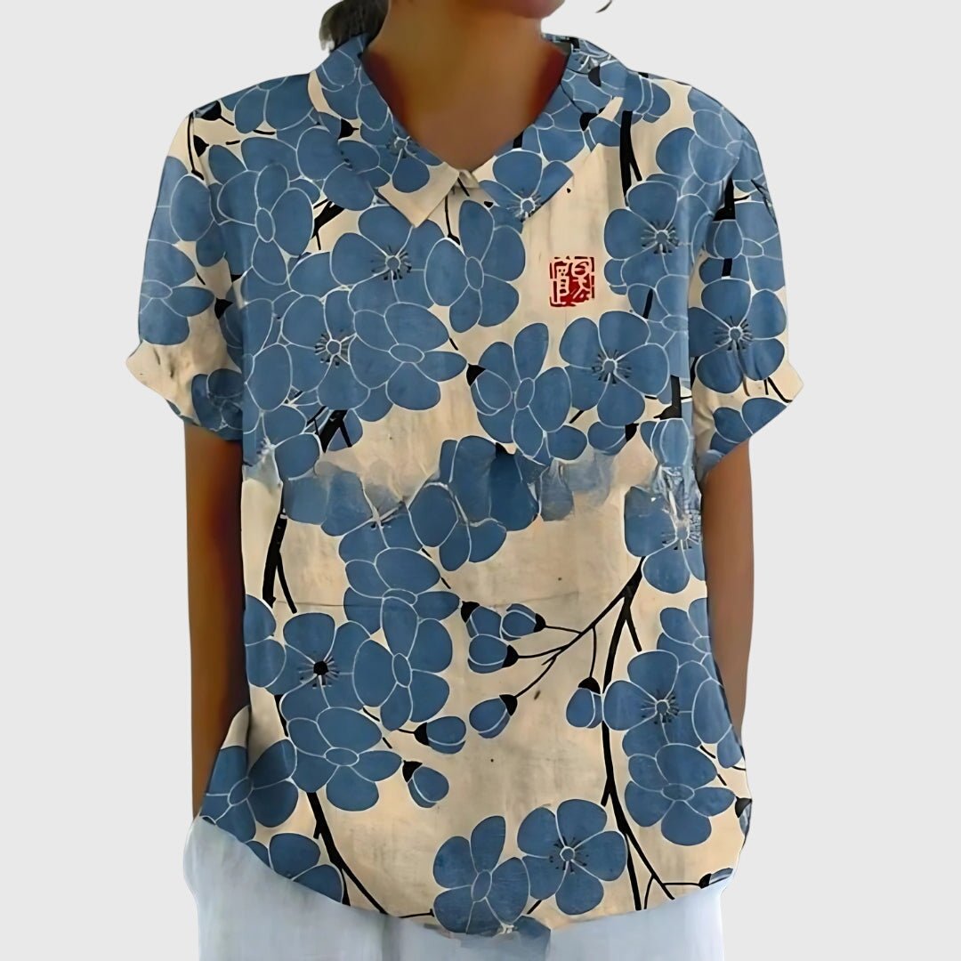 Jenna Floral Blouse With Lightweight Breathable Fabric For Casual All Day Comfort And Elegant Style - Nalani - Fashion Clothing and Decor