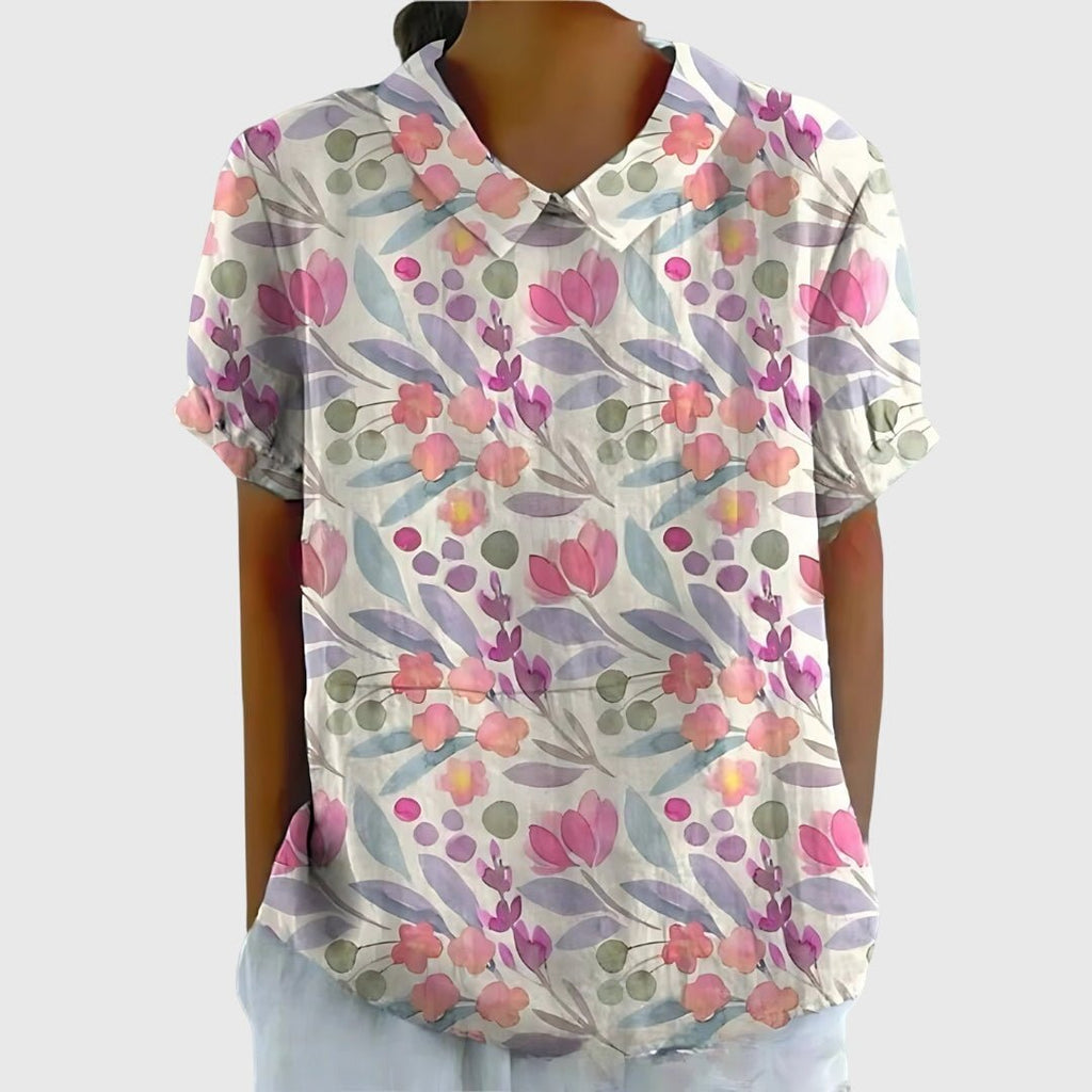 Jenna Floral Blouse With Lightweight Breathable Fabric For Casual All Day Comfort And Elegant Style - Nalani - Fashion Clothing and Decor