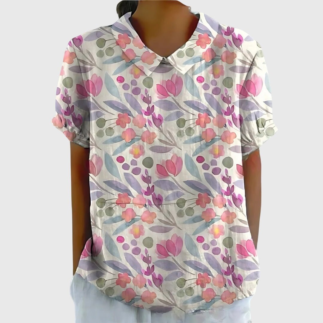 Jenna Floral Blouse With Lightweight Breathable Fabric For Casual All Day Comfort And Elegant Style - Nalani - Fashion Clothing and Decor