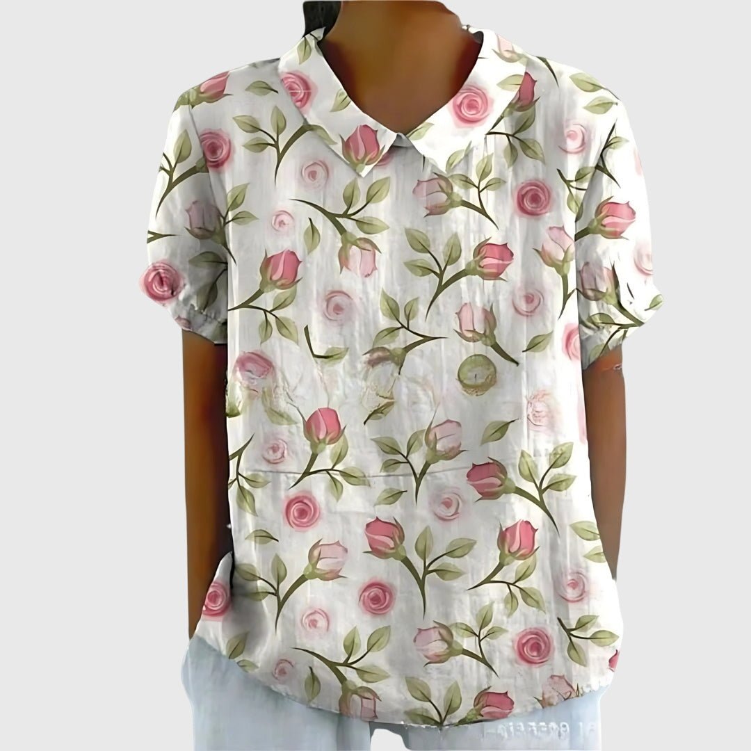 Jenna Floral Blouse With Lightweight Breathable Fabric For Casual All Day Comfort And Elegant Style - Nalani - Fashion Clothing and Decor