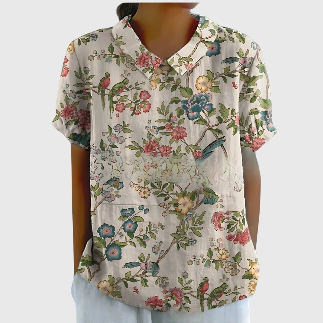 Jenna Floral Blouse With Lightweight Breathable Fabric For Casual All Day Comfort And Elegant Style - Nalani - Fashion Clothing and Decor
