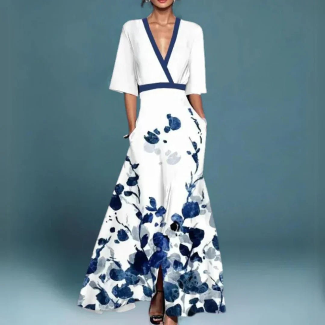 Jill | Elegant Maxi Dress With Floral Pattern For Garden Parties - Nalani - Fashion Clothing and Decor