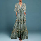 Jill | Elegant Maxi Dress With Floral Pattern For Garden Parties - Nalani - Fashion Clothing and Decor