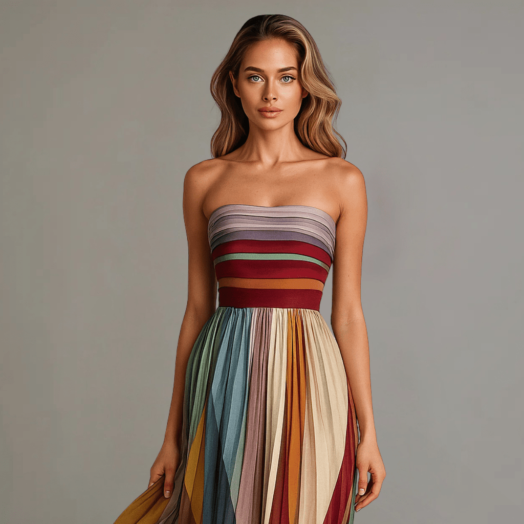 Judith | Holiday Glam Maxi Dress With Pleats In Jewel Tones - Nalani - Fashion Clothing and Decor